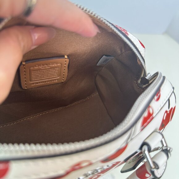 Coach Rowan Cherry Print Boston Bag | White Girlish Tote/Crossbody Bucket Bag - Picture 10 of 10